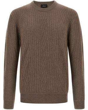 Brioni Ribbed And Braid Jumper - Brown