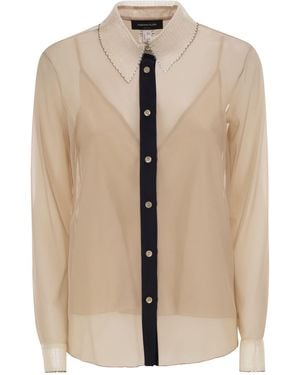 Fabiana Filippi Sheer Shirt With Matching Camisole And Embroidered Details - Natural