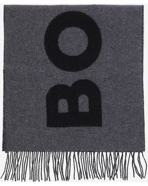 BOSS Wollen Sjaal Met Logo - Zwart
