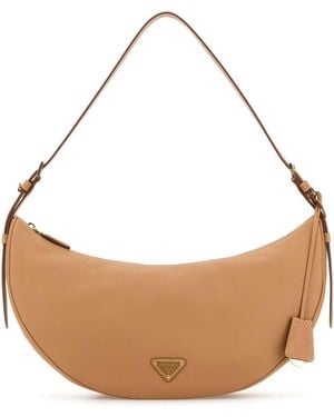 Prada Peach Leather Large Demi-Lune Crossbody Bag - White