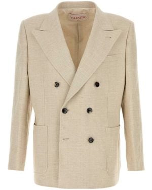 Valentino Garavani Linen Blend Blazer - Natural