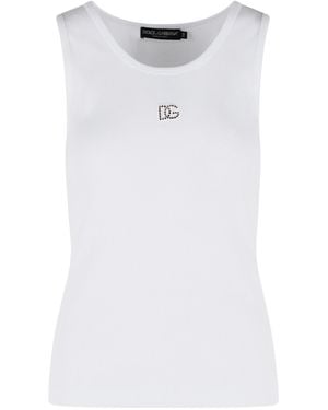 Dolce & Gabbana Weißes Tanktop aus Textilglasmischung