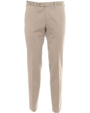 PT01 Slim, Flat Front, Diagonal Pockets And - Natural