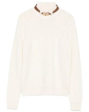 Elisabetta Franchi Jersey With Jewel Strap - Natural