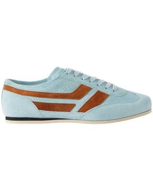 Tom Ford Perforated Leather Trainers - Blue