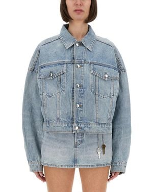 Alexander Wang Boxy Fit Denim Trucker Jacket - Blue