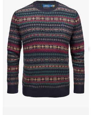 Polo Ralph Lauren Wool Knit With Geometric Pattern - Blue