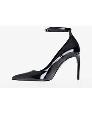 Ami Paris Glossy Patent Leather Stiletto Court Shoes - Black