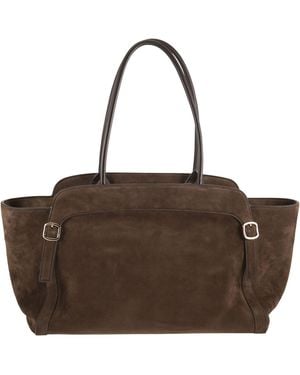 Santoni Didi M Suede Shoulder Bag With Double Handle - Brown