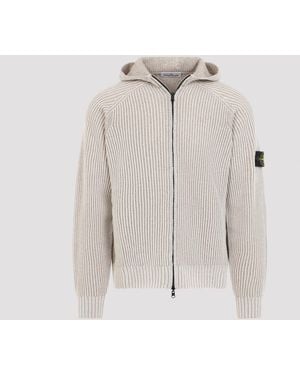Stone Island Cashmere Blend Zip-Up Hoodie - White