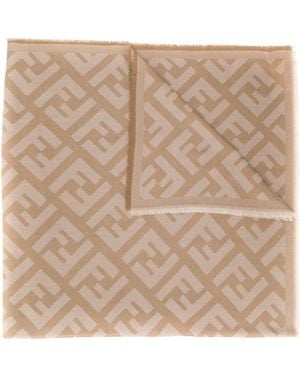 Fendi Ff Wool Scarf - Natural