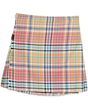 Vivienne Westwood Plaid Skirt With Frayed Hem - White
