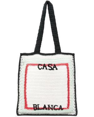 CASABLANCA Lou Tote Bag With Embroidered Logo - White