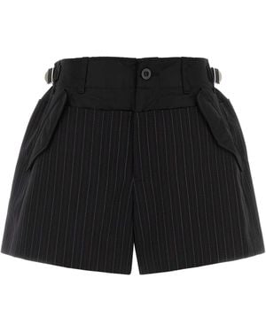 Sacai Embroidered Polyester Blend Shorts - Black