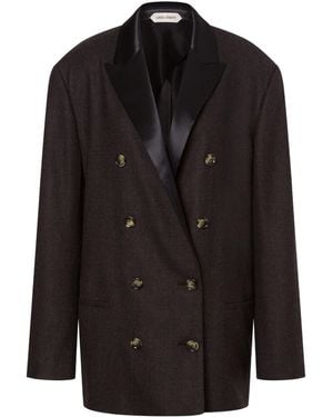 Alberta Ferretti Double-Breasted Wool Blazer - Black
