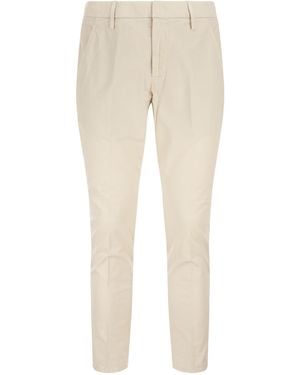 Dondup Alfredo Slim Fit Cotton Trousers - Natural