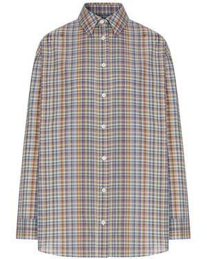 TOTEME Checked Button-Down Shirt - Gray