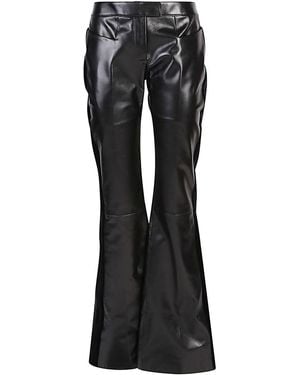 Tom Ford Flared Leather And Velvet Trousers - Black