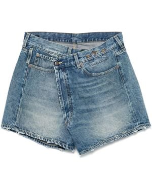 R13 Ausgefranste Jeans-Shorts - Blau