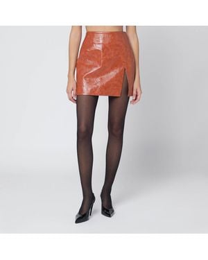ANDAMANE Leather Effect Mini Skirt - Orange