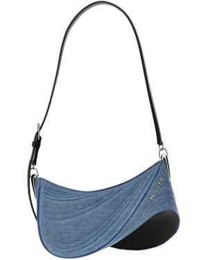 Mugler 'Medium Denim Spiral Curve 01' Umhängetasche - Blau