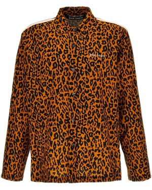 Palm Angels Cheetah Track Shirt, Blouse - Brown