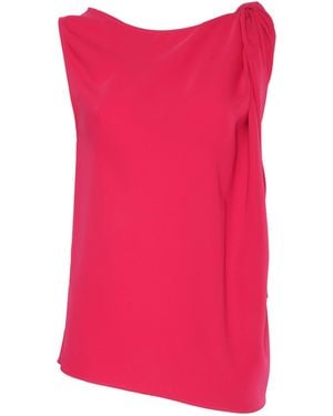 P.A.R.O.S.H. One-Shoulder Draped Top With Silhouette - Pink