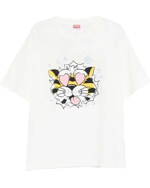 KENZO Camiseta con estampado de tigre - Blanco