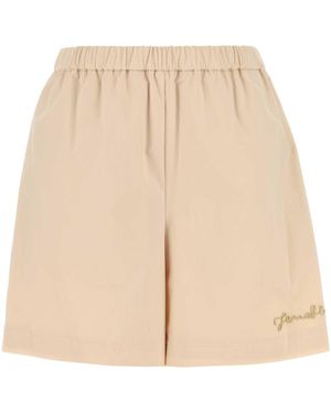 Fendi Light Stretch Cotton Blend Shorts - Natural