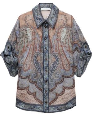 Zimmermann Wanderlust Silk Shirt - Grey
