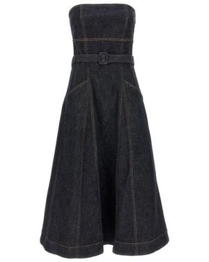 Self-Portrait Zelfportret Bandeau Midi -jurk - Blauw