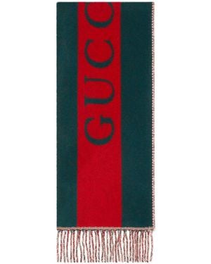 Gucci Sciarpa In Lana Jacquard Con Nastro Web - Multicolore
