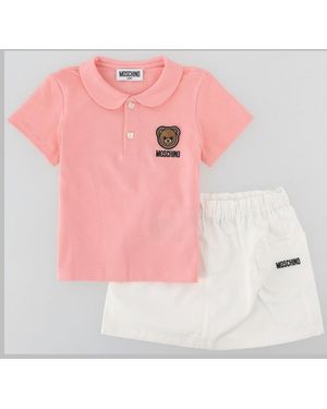 Moschino Mini Polo-Shirt And Skirt Set For Girls - Pink