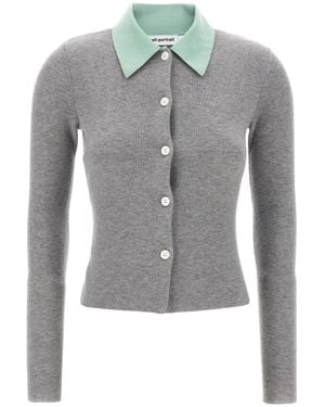 Self-Portrait Self -Porträt 'Grey Merino Wolle' Strickjacke - Grau