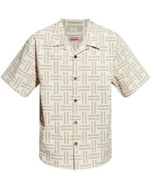 KENZO Weave Hawaiian Short Sleeve Shirt - White