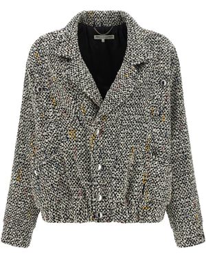 Alessandra Rich Tweed Bomber Jacket Puffer Jackets Bianco-Donna - Grigio