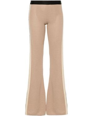 Palm Angels Logo Tape Knitted Pants - Natural