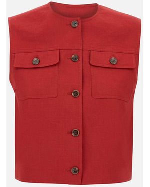 Theory Theorie Cherry Red Mouwess Trucket Vest - Rood