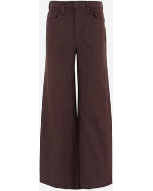 Mother Wide Leg Stretch Cotton Jeans - Brown