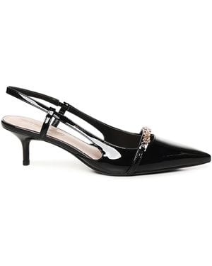 Pinko Pumpe Slingback Nere Rosa Con Catena - Nero