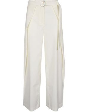 Erika Cavallini Semi Couture Wool Twill Amelia Pants - White