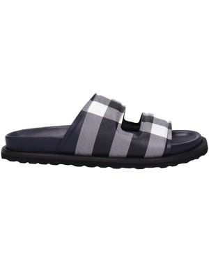Burberry Pantoffeln und Hufe Männer Stoff schwarz/Elfenbein - Blau