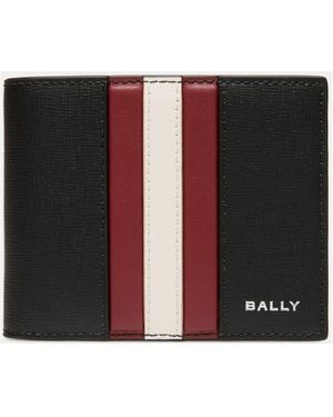 Bally Black Red Bi -Fold -Brieftasche mit Logo - Schwarz