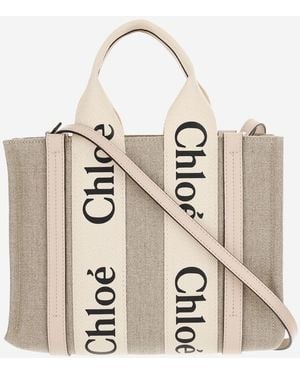 Chloé Small Woody Linen Tote Bag - Pink