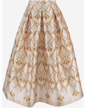 Lunatica Milano Flared Skirt With Fantasy Print - Natural
