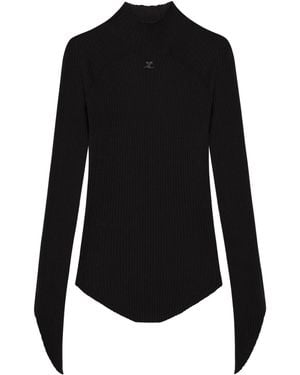 Courreges Ribbed Knit Top - Black