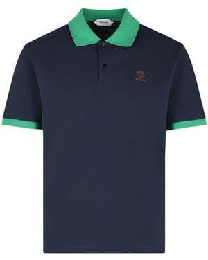 Versace Dark Cotton Polo Shirt - Blue