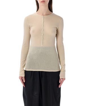 Soeur Isabella Long-Sleeve Sheer Cotton Top - Natural