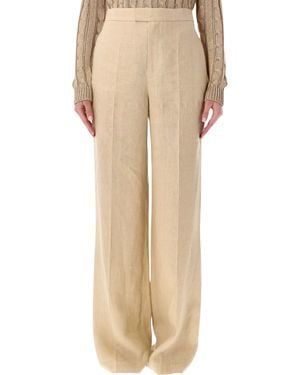 Ralph Lauren Dean Linen Wide-Leg Pants - Natural