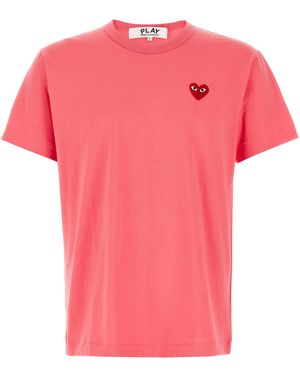 COMME DES GARÇONS PLAY Logo Patch T Shirt - Pink